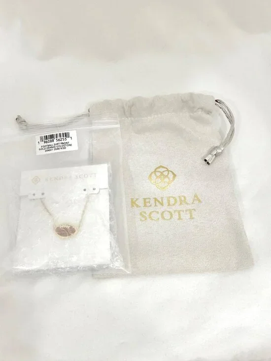 Kendra Scott Goldstone Football Pendant w/Adjustable Chain New in Box - Picture 9 of 13